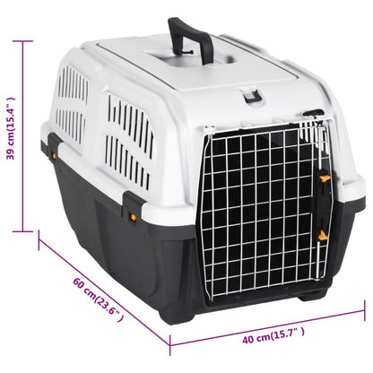 Vidaxl Transportín De Mascotas Puerta Metal Polipropileno 60x40x39 Cm_5