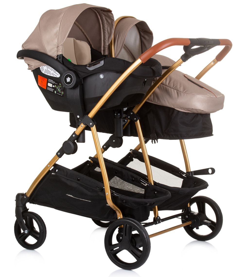 Carrito De Bebé Gemelar Dúo Smart Con 1 Grupo 0+ Golden Beige_4