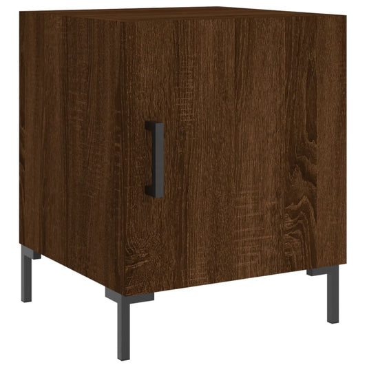 Mesita De Noche Madera De Ingeniería Marrón Roble 40x40x50 Cm_0