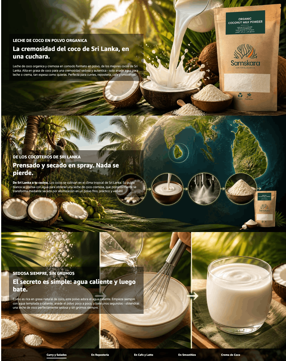 Leche De Coco En Polvo Bio - 1kg | Bebida Vegetal Ecológica Vegana, Sin Lactosa, Sin Azúcares Añadidos, Sin Gluten_4