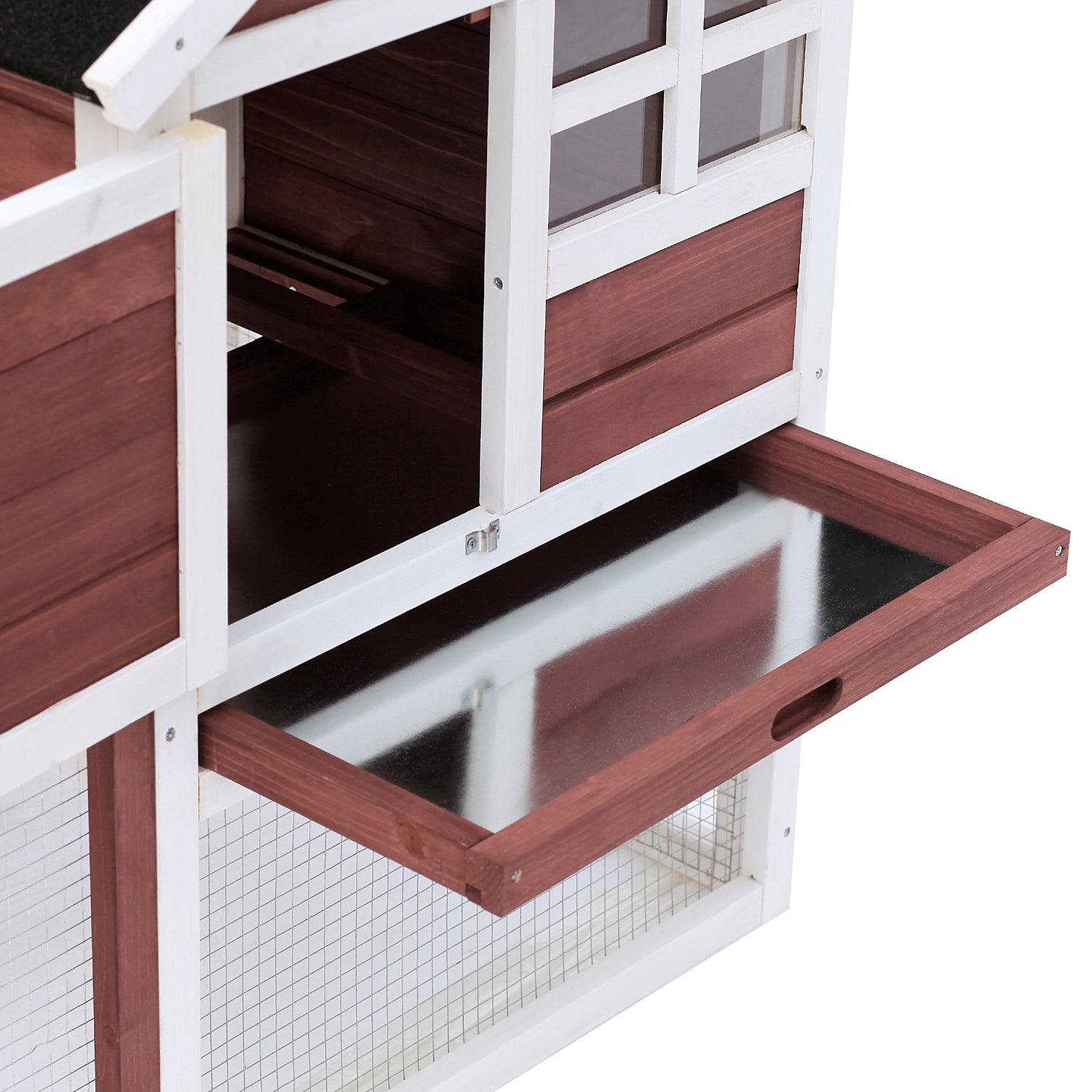 Pawhut Conejera De Madera Con Zona Abierta Y Rampa 123,5x62,6x92,5 Cm Marrón_4