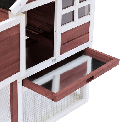 Pawhut Conejera De Madera Con Zona Abierta Y Rampa 123,5x62,6x92,5 Cm Marrón_4