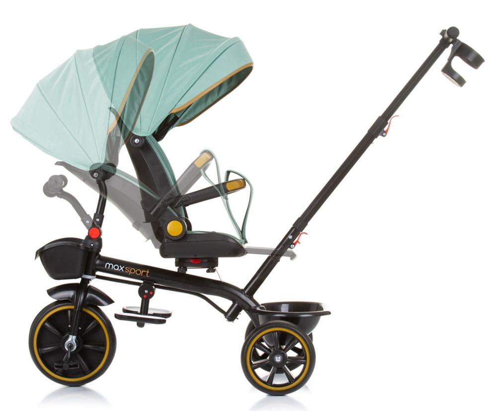 Triciclo Con Capota Y Mango Parental Max Sport Pastel Green_3