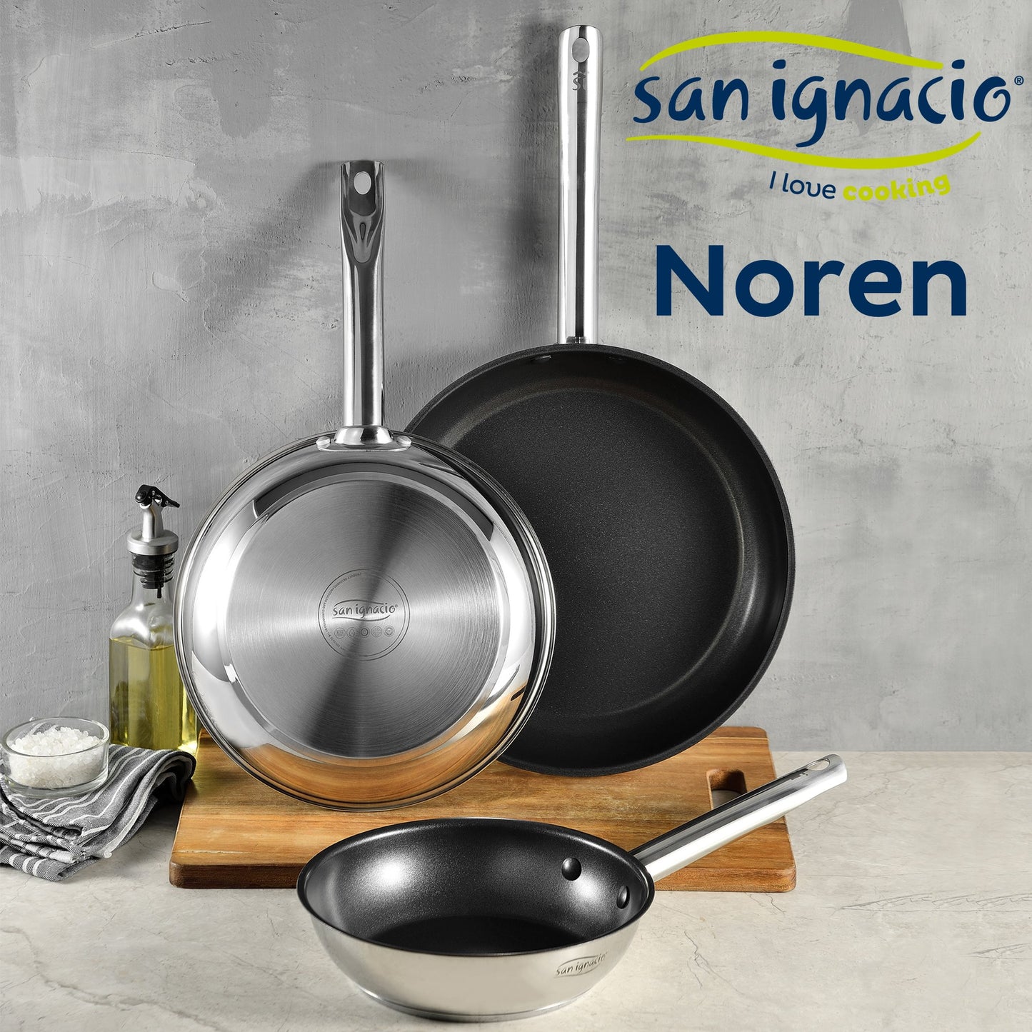 Set 3 Sartenes 20/24/28 Cm. En Acero Inoxidable, Aptas Para Inducción, Colección Noren_1