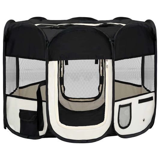 Parque De Perros Plegable Bolsa De Transporte Negro 90x90x58 Cm_0