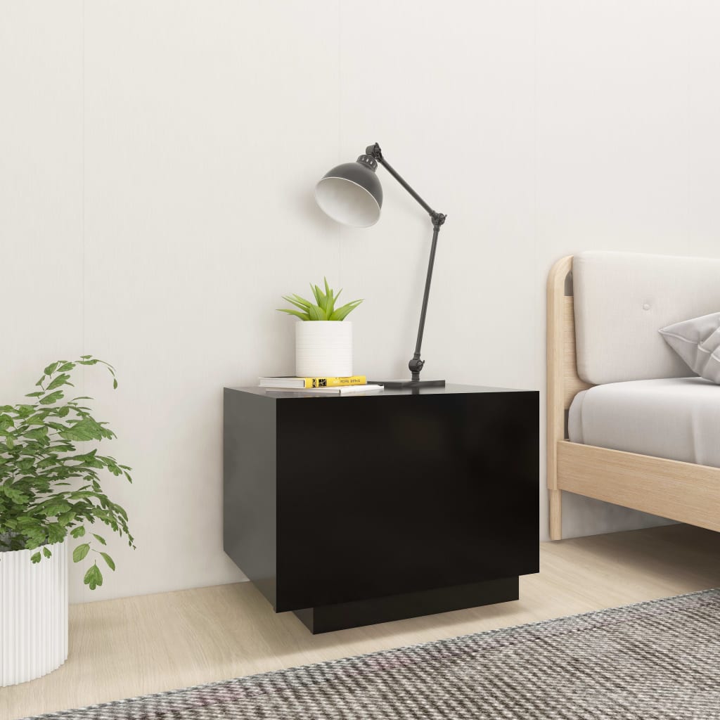 Mesita De Noche Madera De Ingeniería Negro 100x35x40 Cm_1