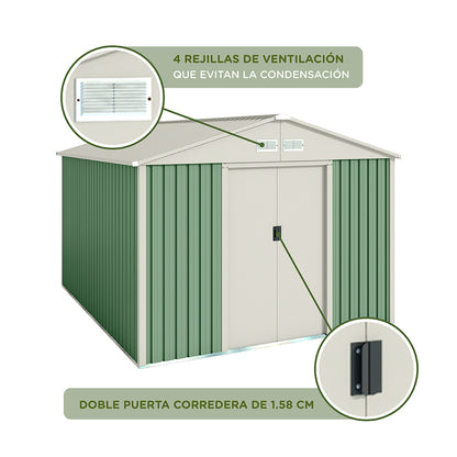 Caseta De Jardín Metálica Galliv 7,86m2 - 10 Años Garantía - 261x301x198cm. Cobertizo Jardin_3