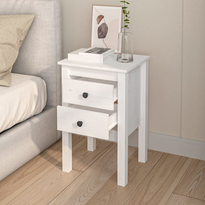 Mesita De Noche Madera Maciza De Pino Blanco 40x35x61,5 Cm_1