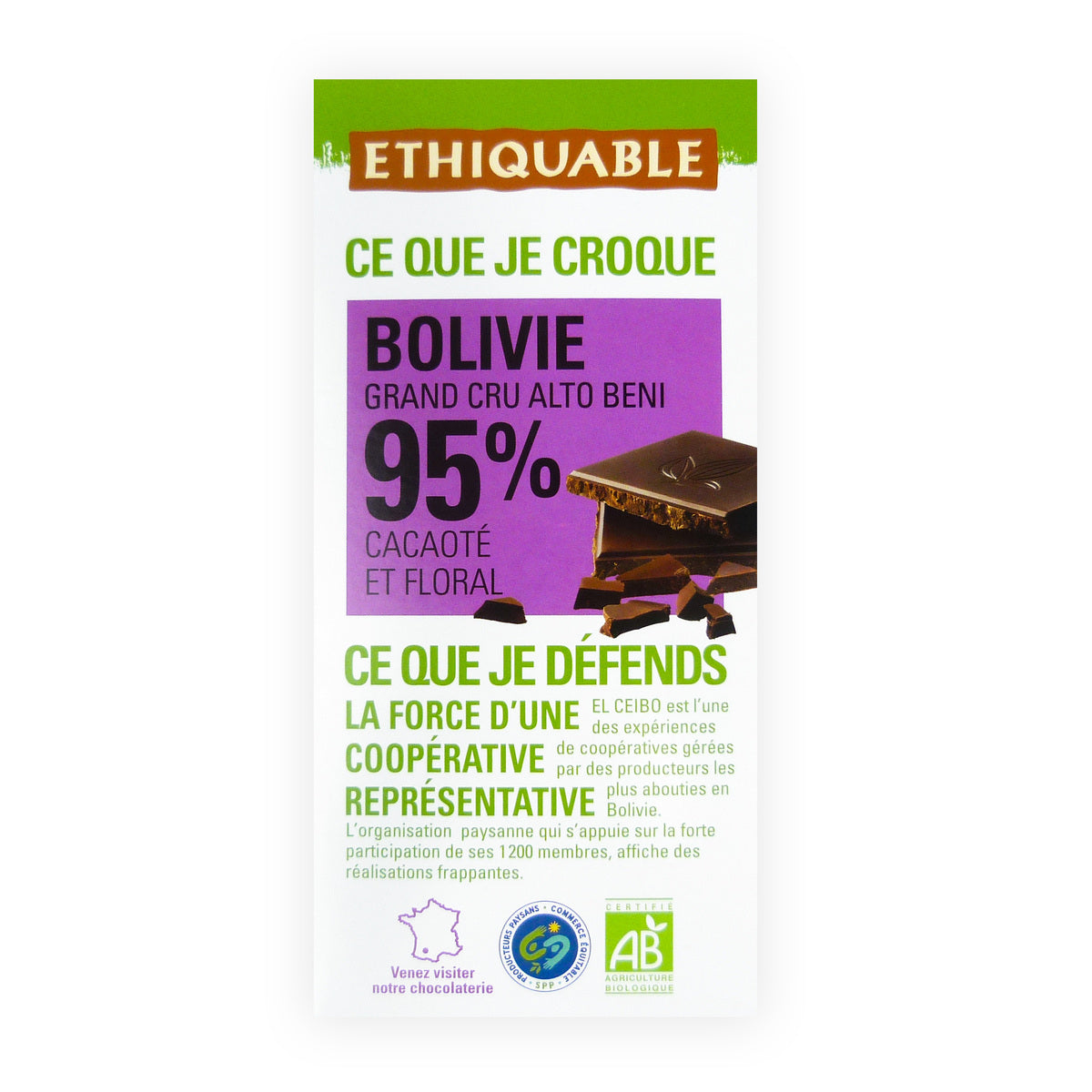 Chocolate negro 95% Bolivia BIO 100 g