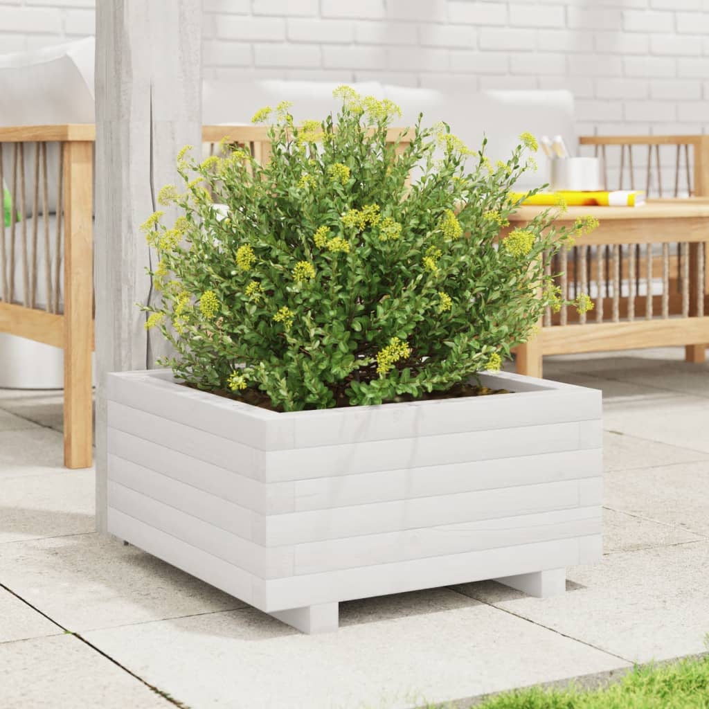 Jardinera De Madera Maciza De Pino Blanco 50x50x26,5 Cm_2