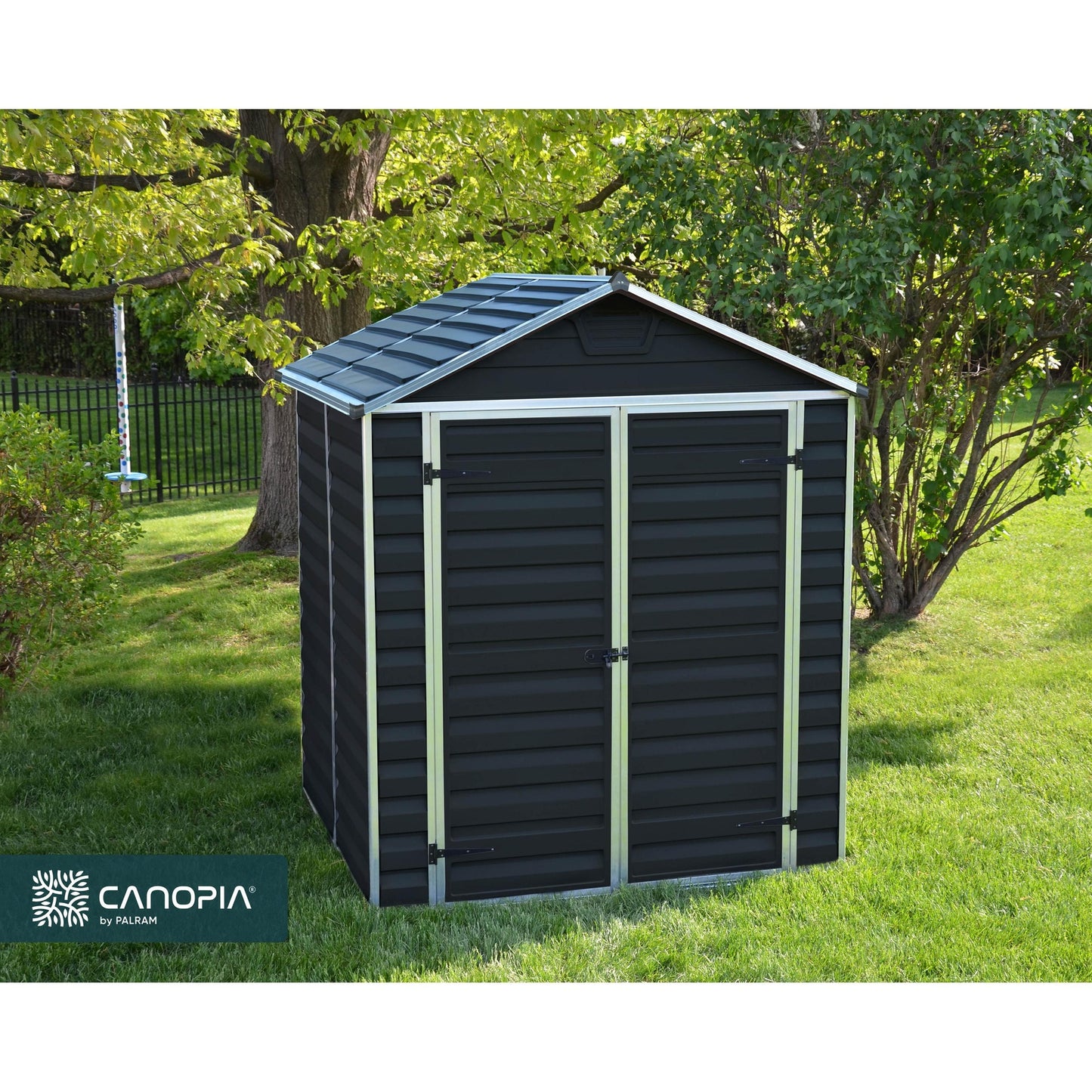 Telheiro de jardim com claraboia 154x185x217 cm cinzento escuro 