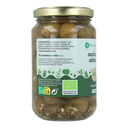 Azeitonas Verdes Temperadas Eco Planeta Huerto 390g