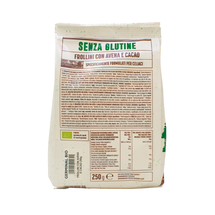 Galletas de Avena Sin Gluten con Cacao Germinal Bio 250g
