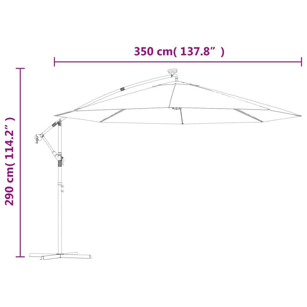 Vidaxl Sombrilla De Jardín Voladiza Con Luces Led Azul Celeste 350 Cm_2