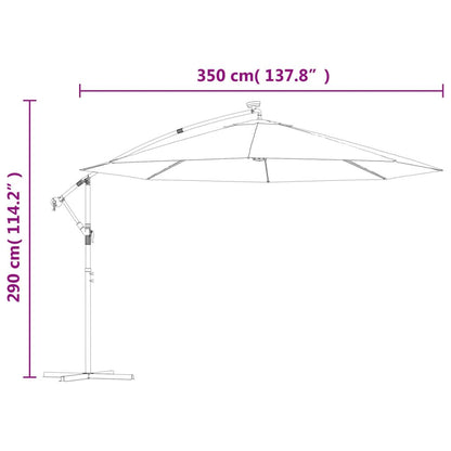 Vidaxl Sombrilla Voladiza Con Luces Led Y Poste De Metal Verde 350 Cm_2