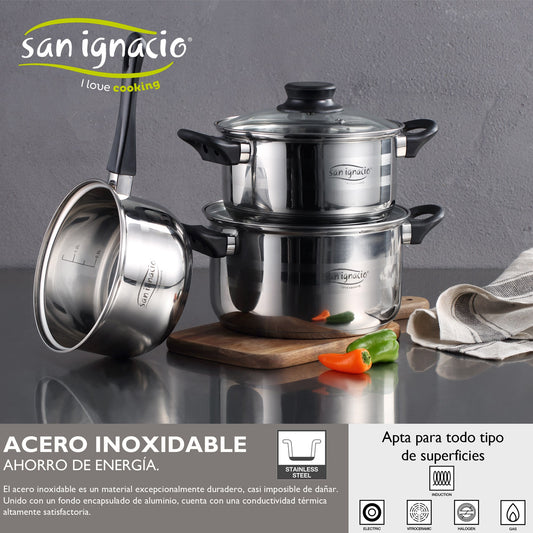 Pack Batería De Cocina 5 Piezas + Set De 3pc Utensilios De Cocina En Nylon