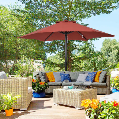 Outsunny Sombrilla Jardín Ø2x2 M Parasol De Aluminio Con Poste Desmontable Rojo_1