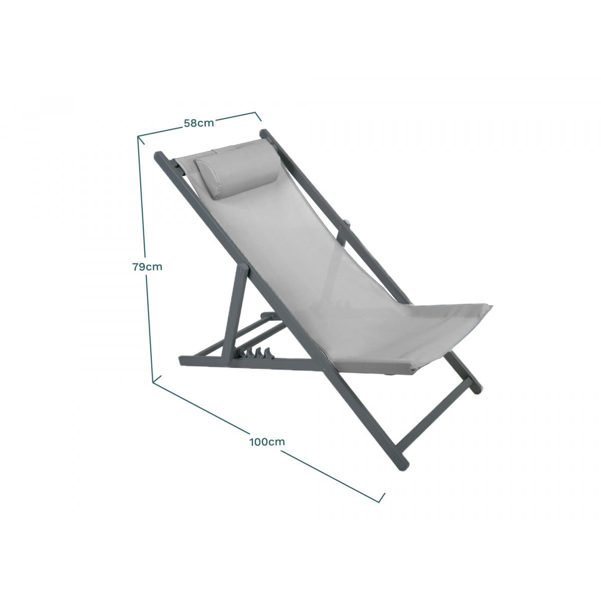 Lote De 2 Sillas De Jardín Plegables De Acero Texaline Gris Multiposición Con Reposacabezas - Muebles De Jardín - Chilienne - 59x101xh94cm_2