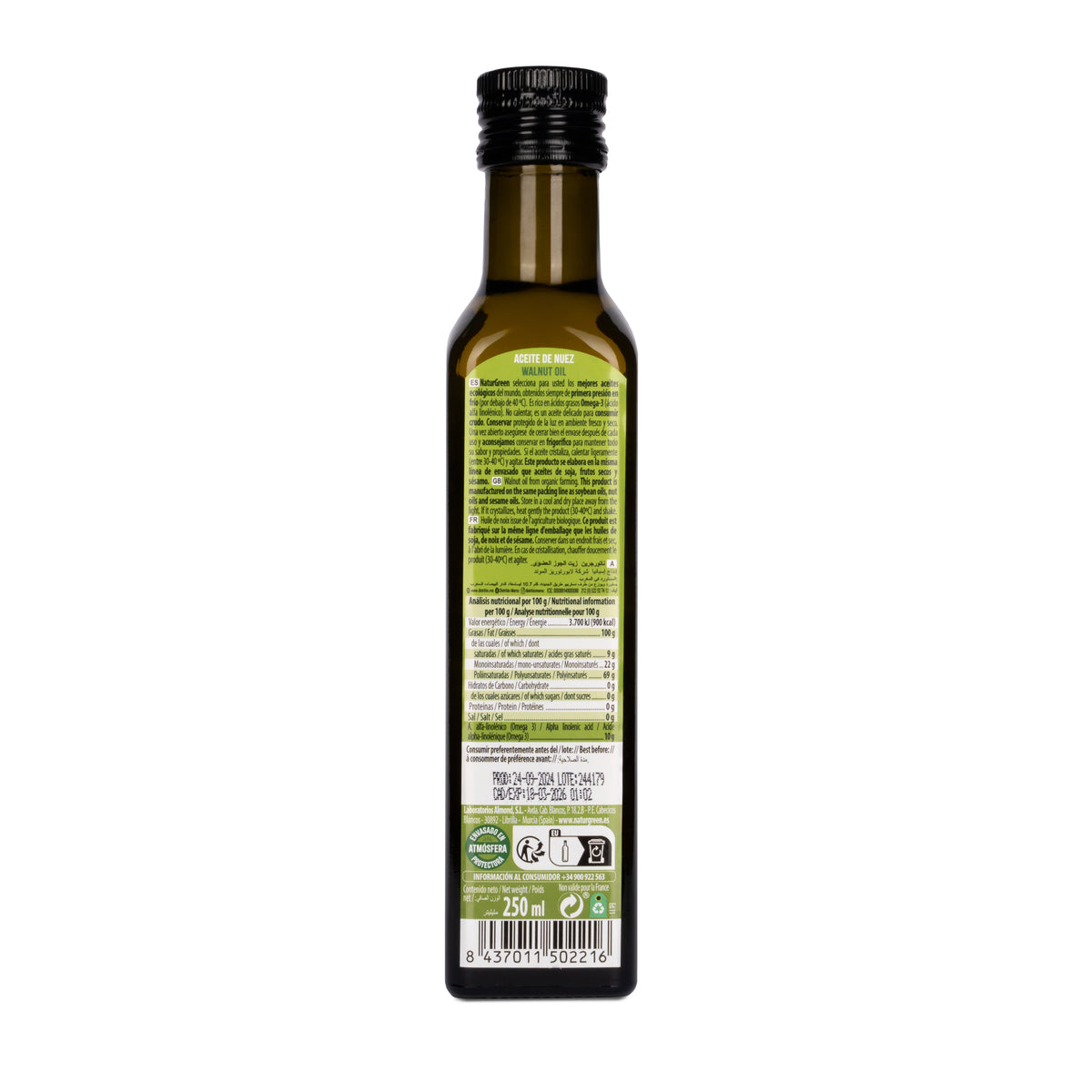 Óleo de Noz Biológico NaturGreen 250 ml