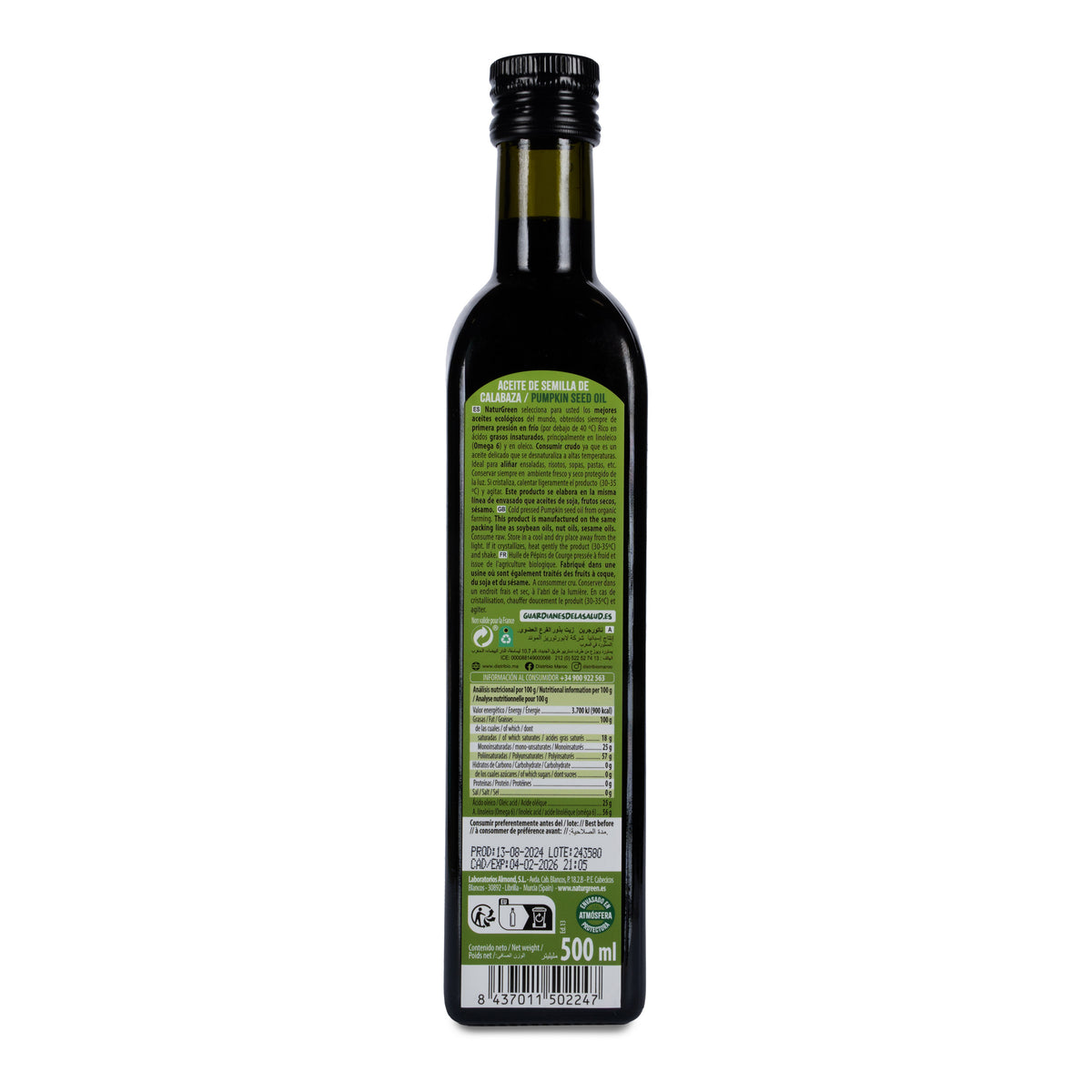 Óleo de sementes de abóbora biológico NaturGreen 500 ml