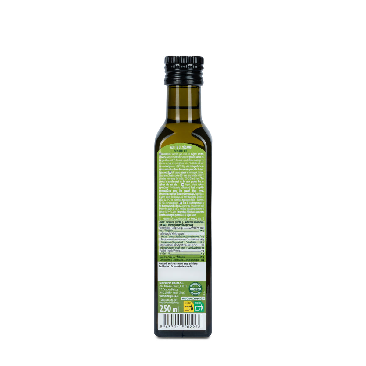 Óleo de Sésamo Biológico NaturGreen. 250 ml