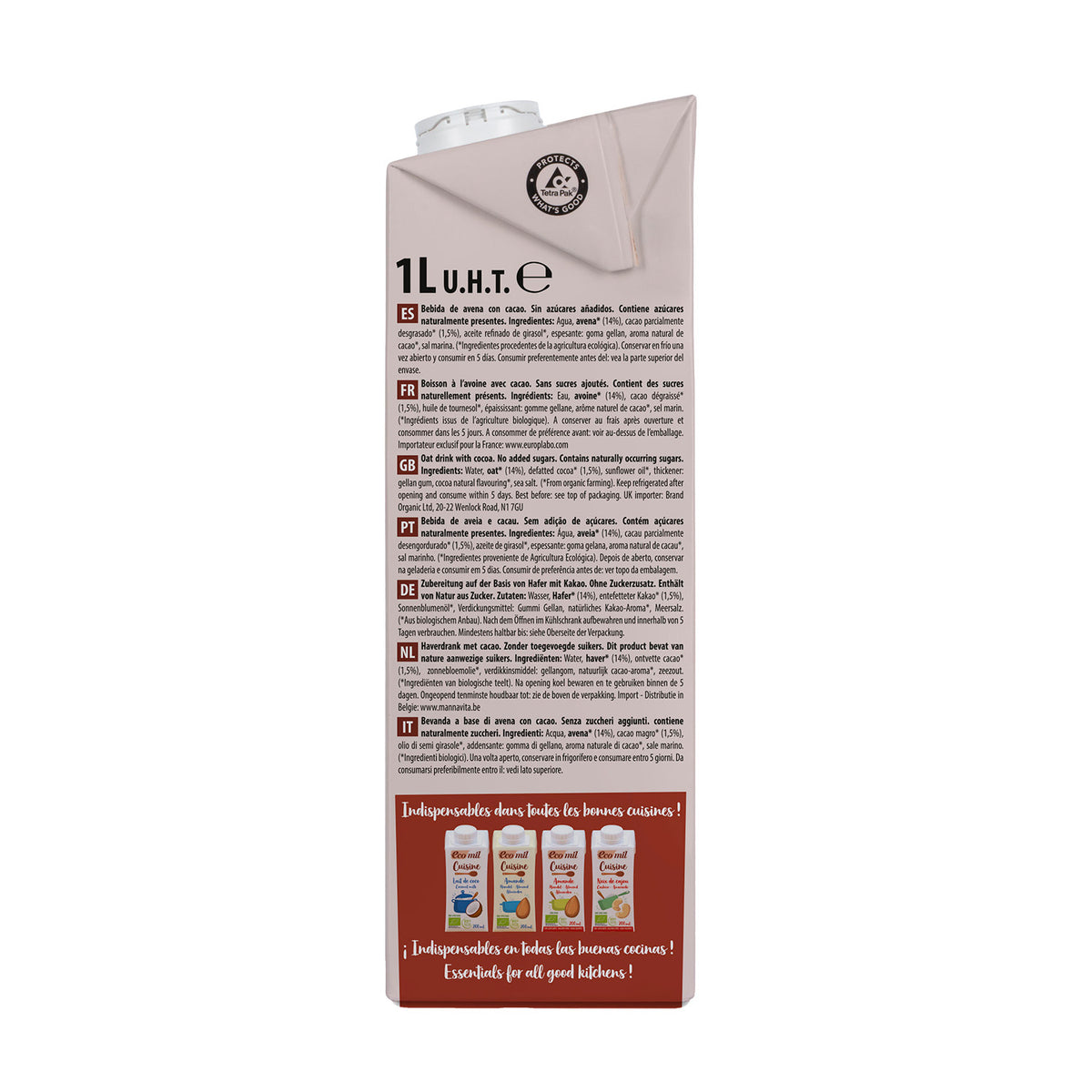 Pack de 2 Bebidas de Aveia com Chocolate NaturGreen 1 L