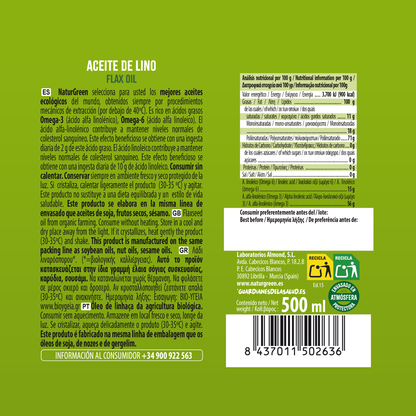 Óleo de Linhaça Biológico NaturGreen 500 ml