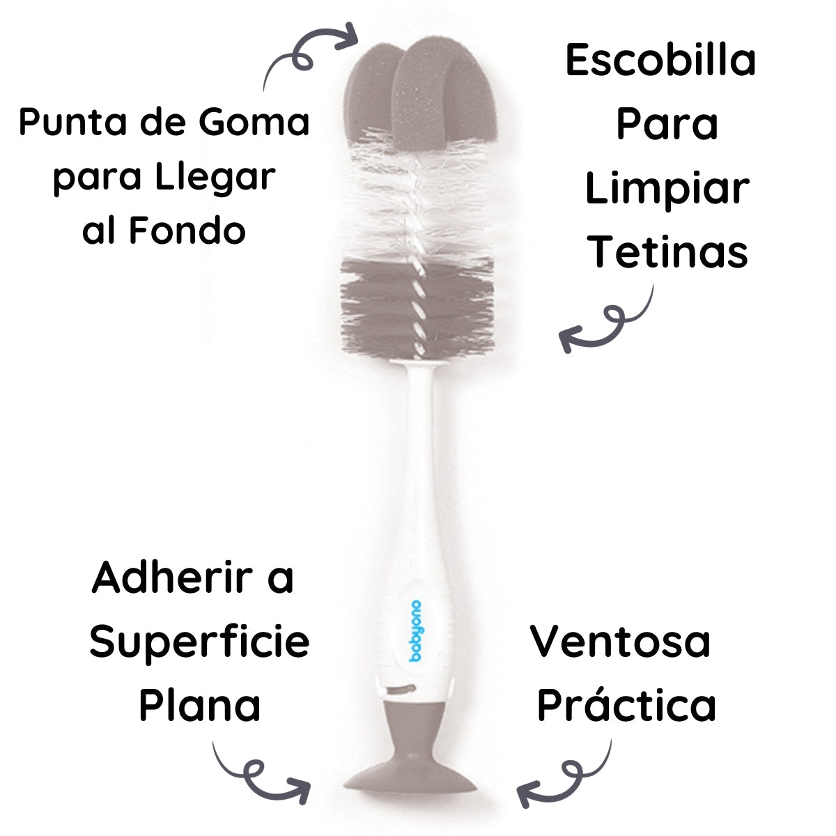 Cepillo Limpia Biberones Botellas Y Tetinas Con Ventosa Grey_2