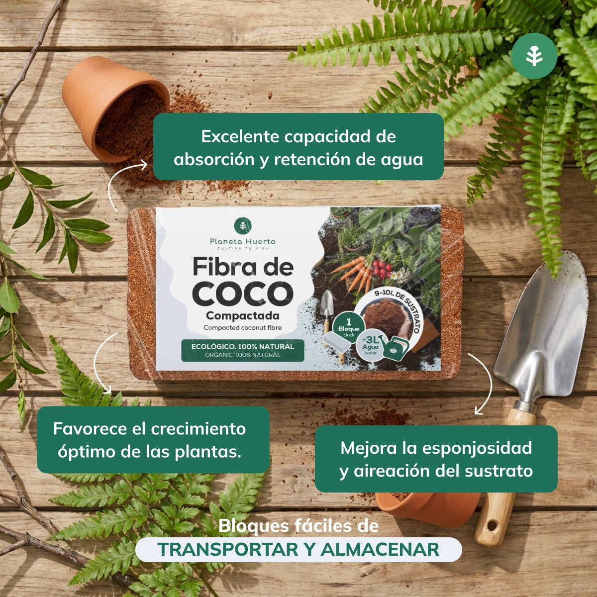 Substrato de Fibra de Coco Planeta Huerto 70 Litros 