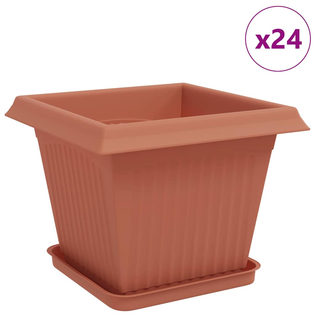 Macetas 24 Uds. Rojo Ladrillo Plástico_0