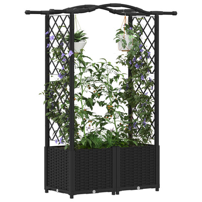 Cama Elevada Con Trellis Y Techo Negro 125 X 40 X 138 Cm Pp_2