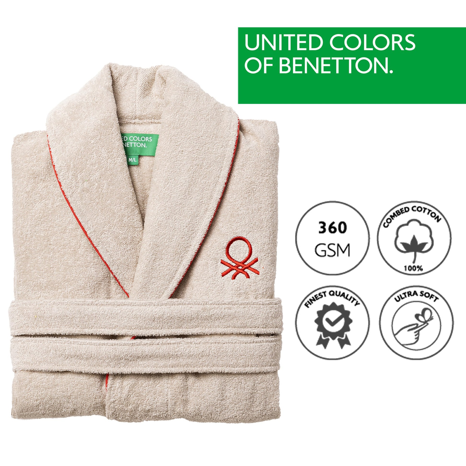 Albornoz L/xl 360gsm 100%algodon Beige Casa Benetton