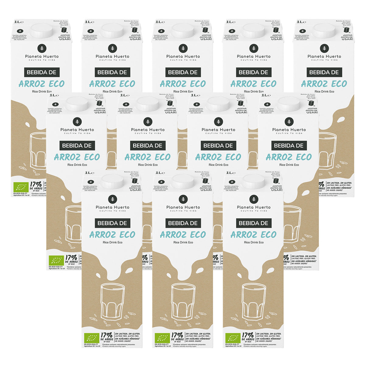Pack de 12 Bebidas de Arroz Planeta Huerto Eco 1L