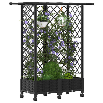 Cama Elevada Con Trellis Y Techo Negro 124 X 40 X 127 Cm Pp_2