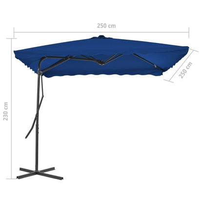 Vidaxl Sombrilla De Jardín Con Palo De Acero Azul 250x250x230 Cm_2