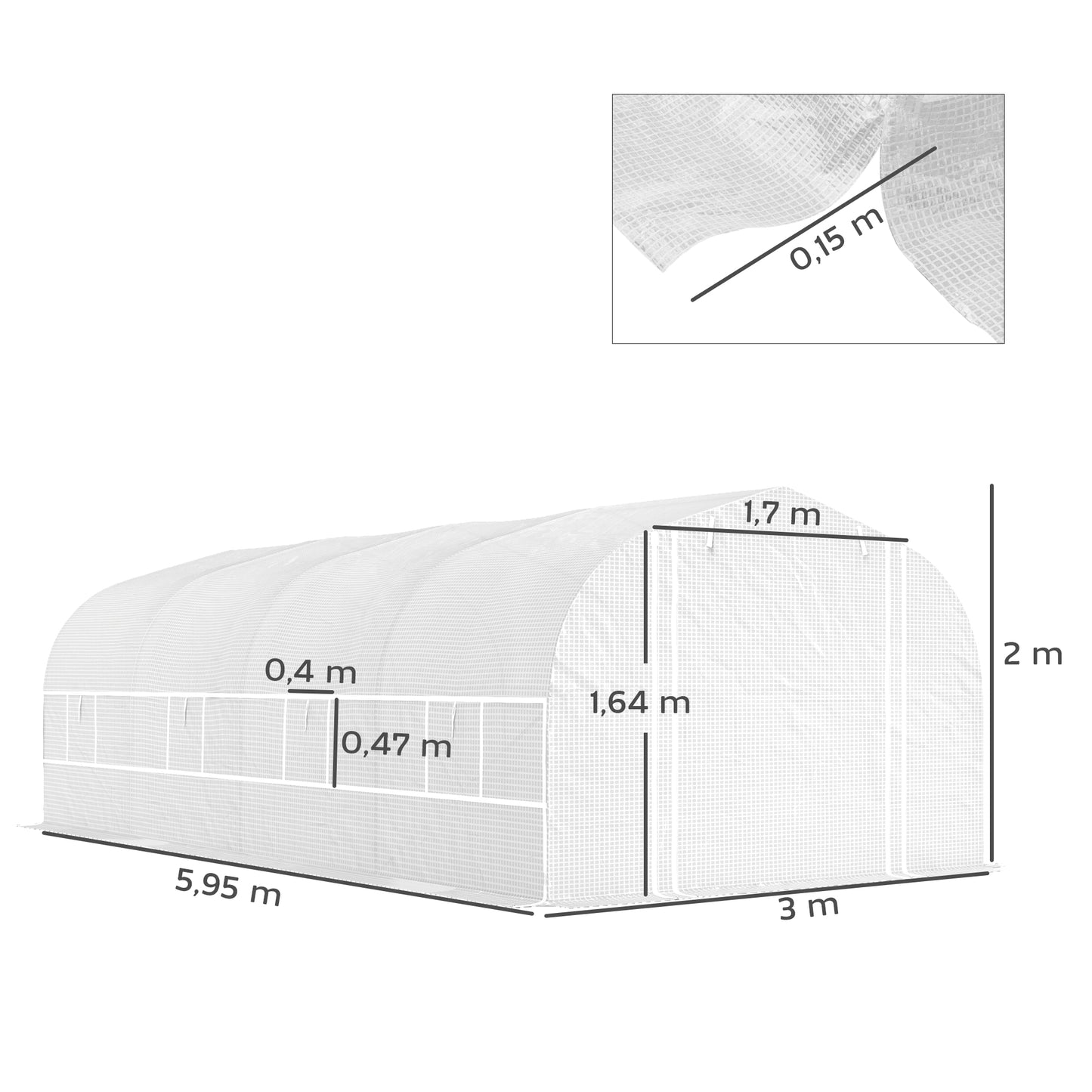 Outsunny Invernadero De Exterior 6x3x2 M Con Cubierta De Pe Anti-uv Blanco_2
