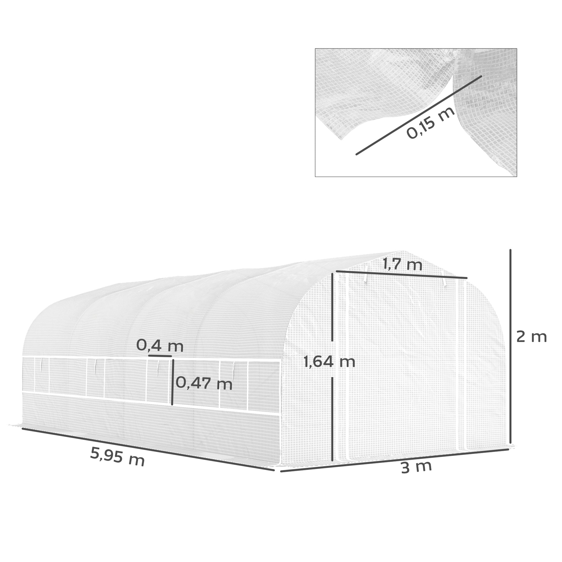 Outsunny Invernadero De Exterior 6x3x2 M Con Cubierta De Pe Anti-uv Blanco_2
