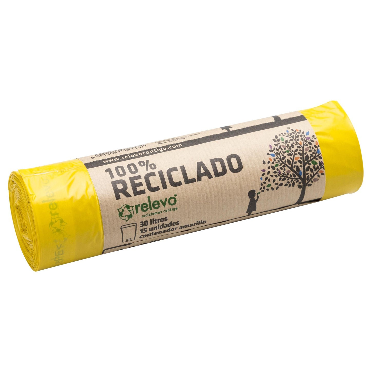 Sacos de lixo amarelos 30 litros 100% reciclados Relay 15 unidades