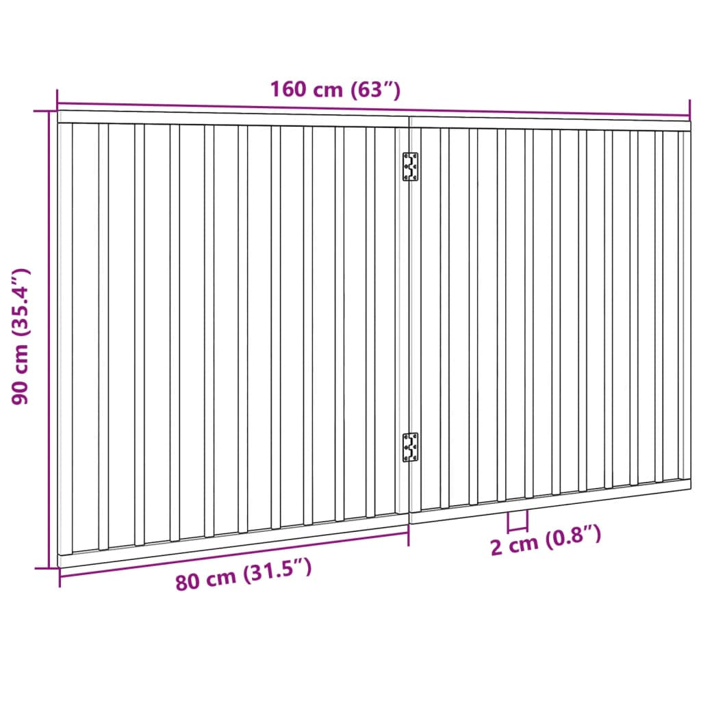 Vidaxl Puerta Para Perros Plegable De 2 Paneles, Madera De Álamo, Blanca, 160 Cm_2