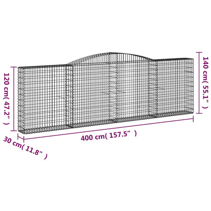 Cestas De Gaviones 9 Uds Forma De Arco Hierro 400x30x120/140 Cm_5