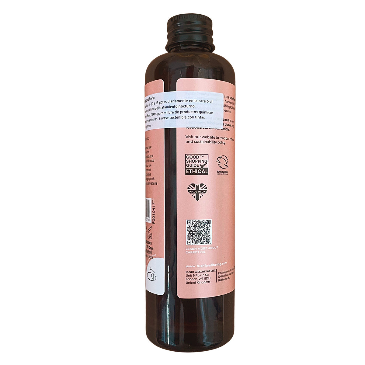 Aceite orgánico de Zanahoria prensado en frío Fushi 100ml