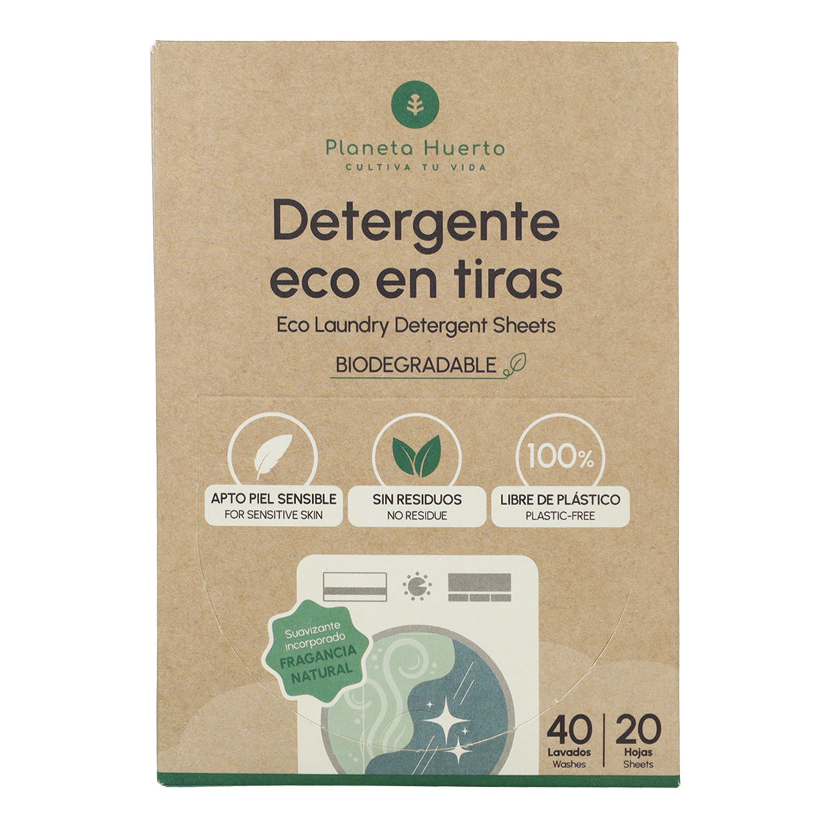 Detergente e amaciador Eco-Strips Planeta Huerto 40 lavagens