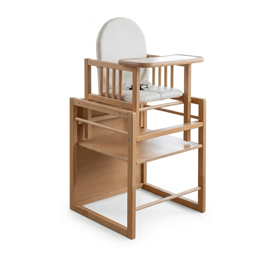 Trona Evolutiva Bebe Portatil De Madera De Haya Evoluonge. Convertible En Mesa Y Silla Infantil. Asiento Acolchado_0