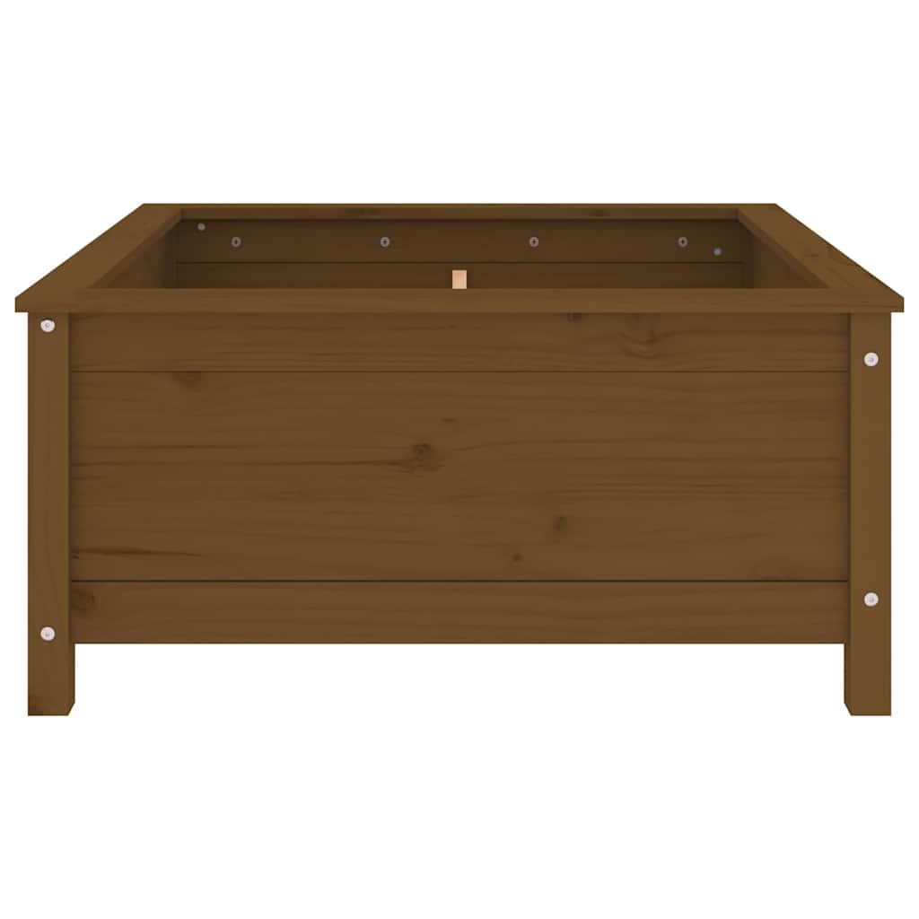 Jardinera Madera Maciza De Pino Marrón Miel 82,5x82,5x39 Cm_3