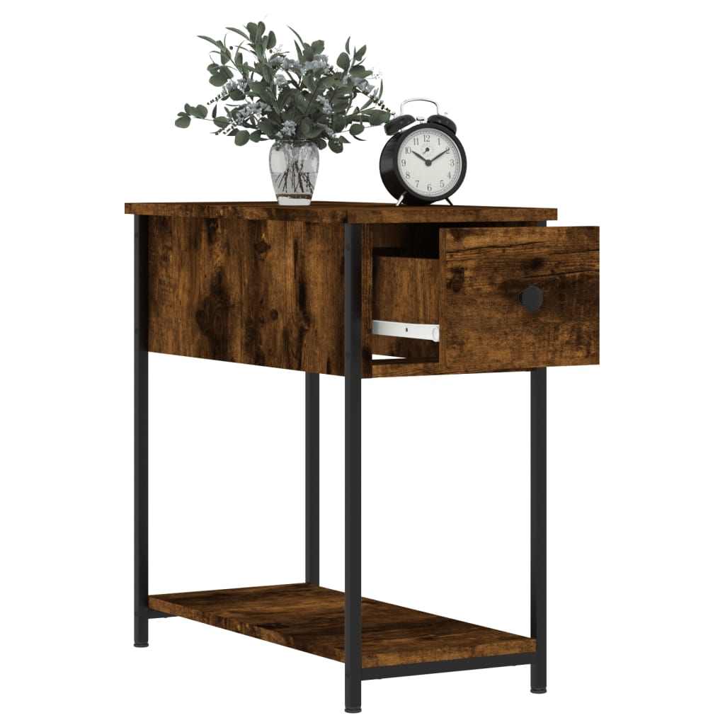Mesita De Noche Madera De Ingeniería Roble Ahumado 30x60x60 Cm_2