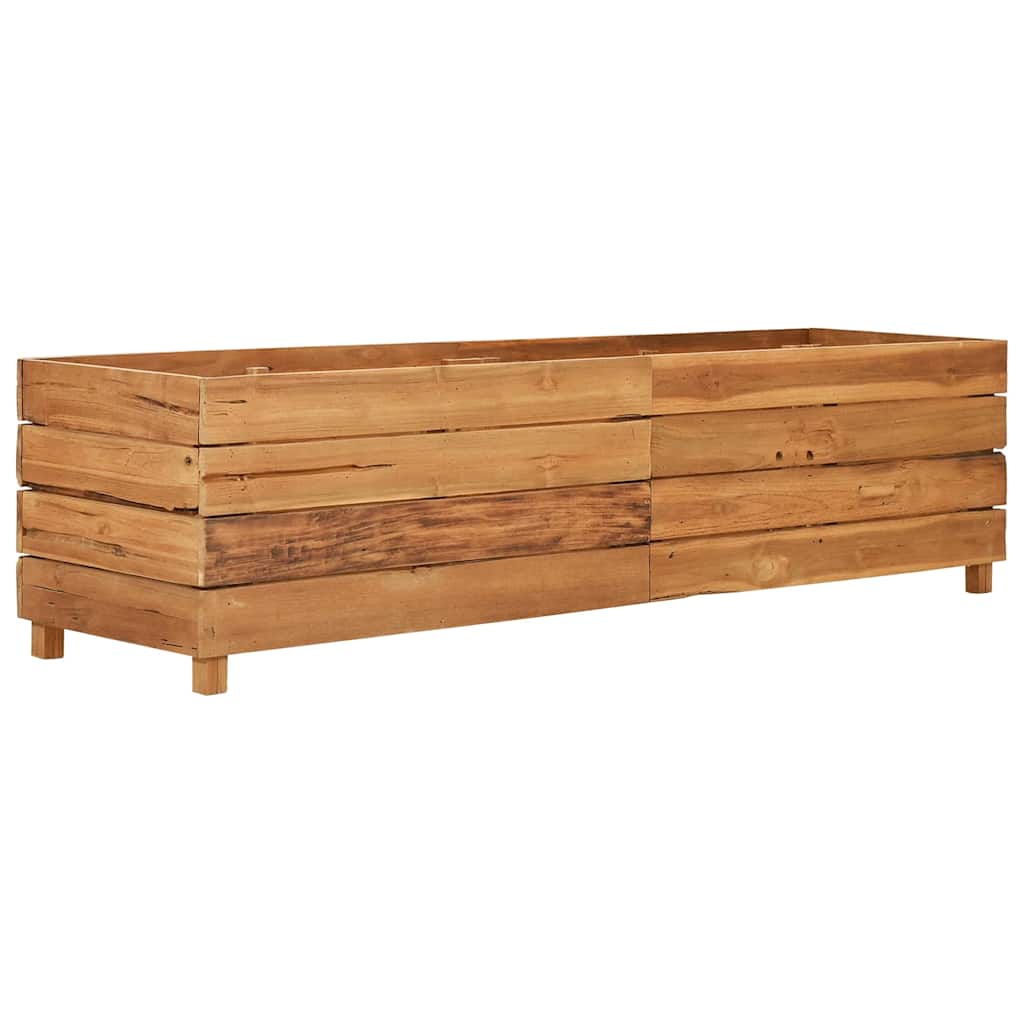 Arriate Elevado Madera De Teca Reciclada Y Acero 150x40x38 Cm_0