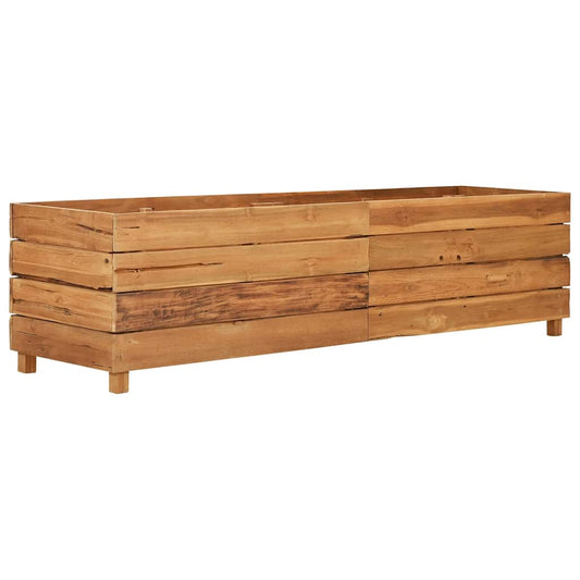 Arriate Elevado Madera De Teca Reciclada Y Acero 150x40x38 Cm_0