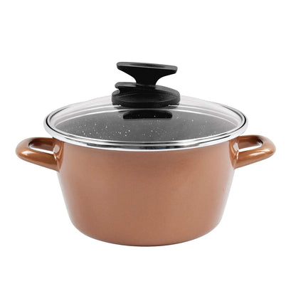 Magefesa Copper Olla 20 Con Tapa De Vidrio, Acero Esmaltado Vitrificado, En Cobre, Inducción Y Lavavajillas_0