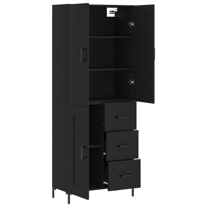 Aparador Alto Madera Contrachapada Negro 69,5x34x180 Cm_3