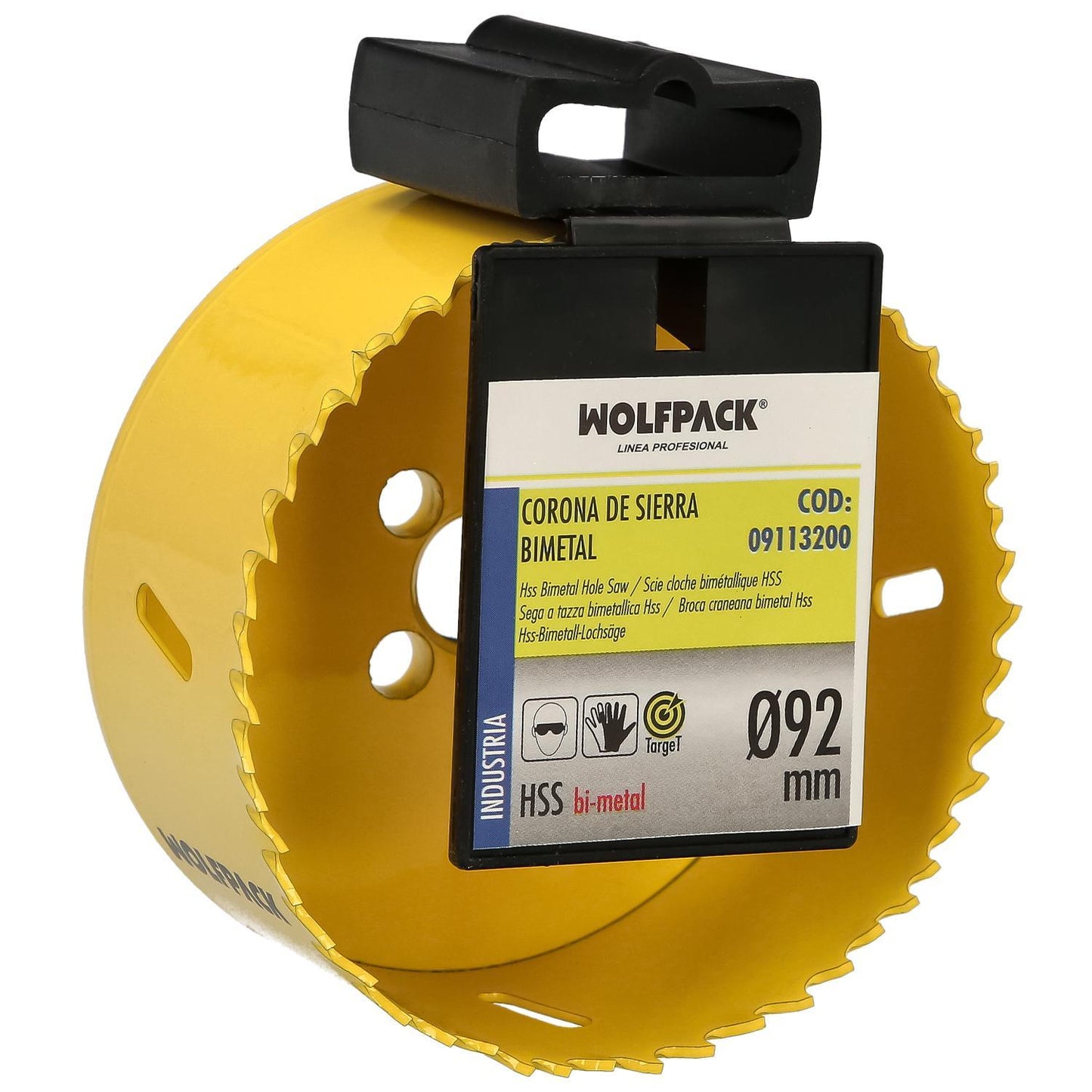 Corona Sierra Bimetal Ø 92 Mm. Templado Termico, Base Reforzada. Corona Madera, Broca Agujeros Madera, Acero, Hierro, Plasticos